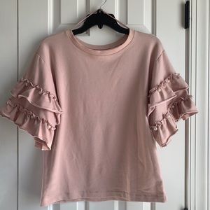 Pink ruffle sleeve shirt